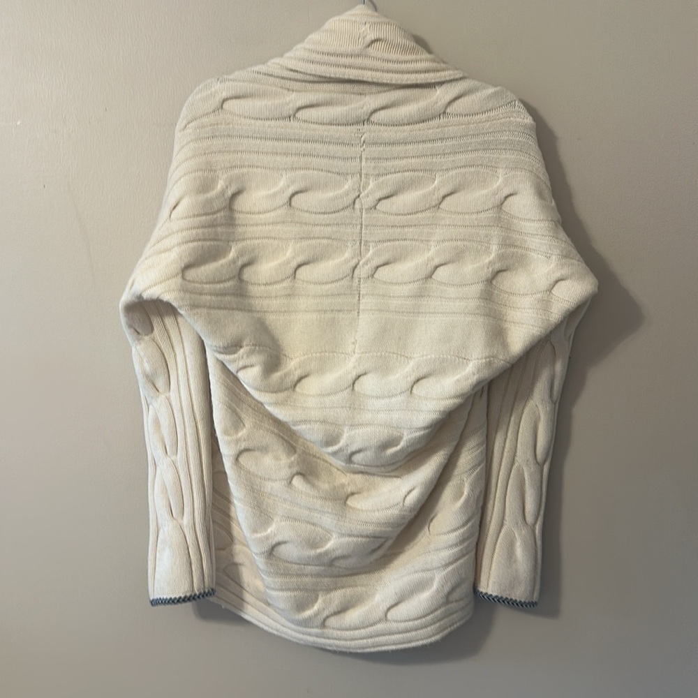 Islefield Womens Cream Cable Knit Open  Cardigan Sweater Wool/Cashmere Sz Small - Picture 2 of 6